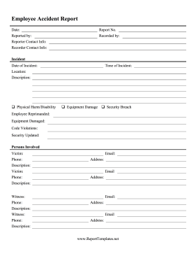 Employee Accident Report Report Template