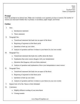 Essay Outline Template Report Template