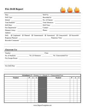 Fire Drill Report Report Template