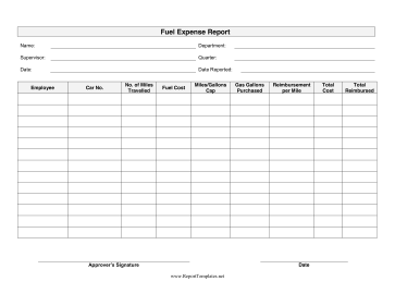Fuel Expense Report Report Template