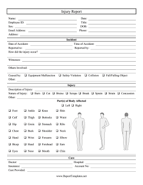 Injury Report Report Template