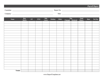 Payroll Report Report Template