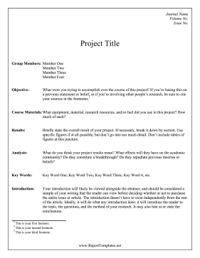 Project Abstract Template Report Template