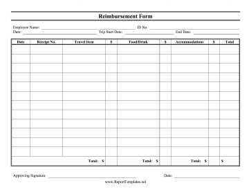 Reimbursement Report Report Template