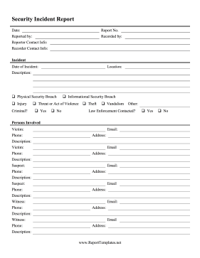 Security Incident Report Report Template