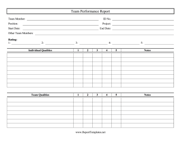 Team Performance Report Report Template