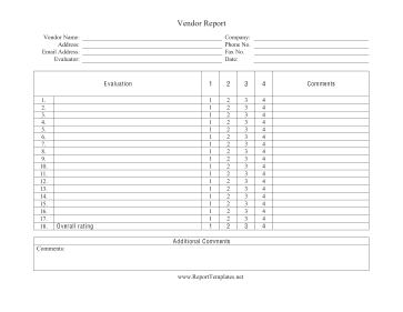 Vendor Report Report Template