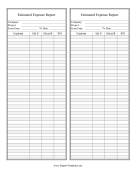Estimated Expense Report Report Template