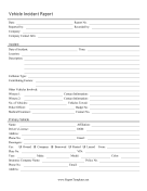 Vehicle Incident Report Report Template